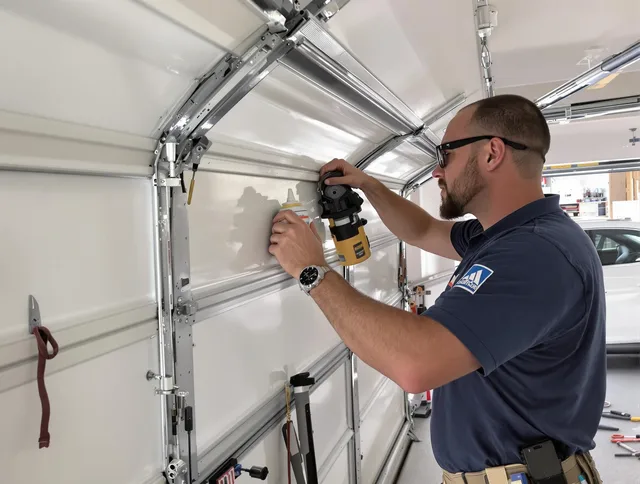 East Cleveland Garage Door Repair technician quieting a noisy garage door in East Cleveland