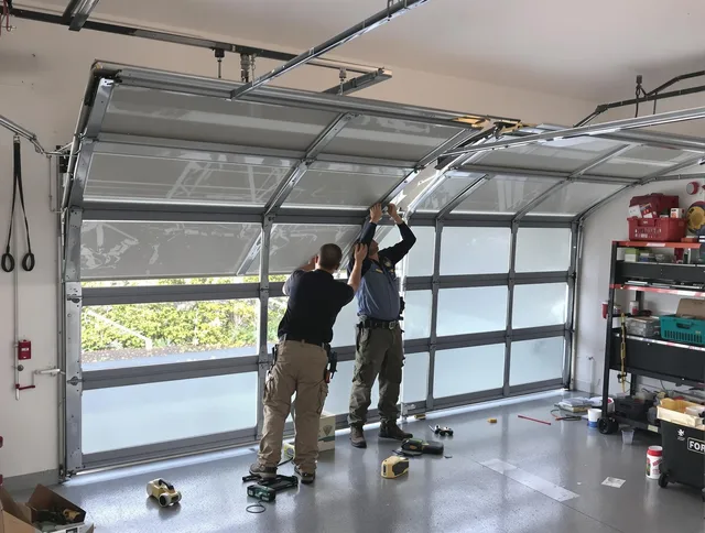 East Cleveland Garage Door Repair expert performing precise panel replacement on East Cleveland garage door